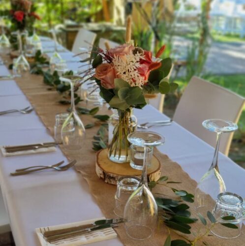 Bloemstyling tafel bruiloft I Wildkruid Sprundel