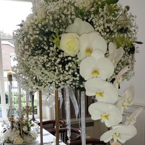 Witte bloemdecoraties voor bruiloft I Wildkruid